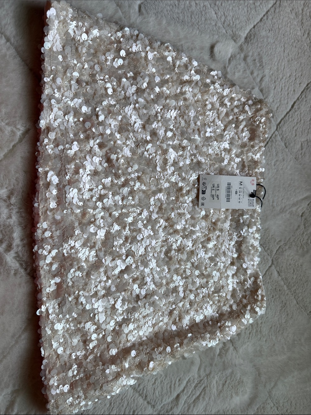 Zara Iridescent Sequin Mini Skirt in Pearl